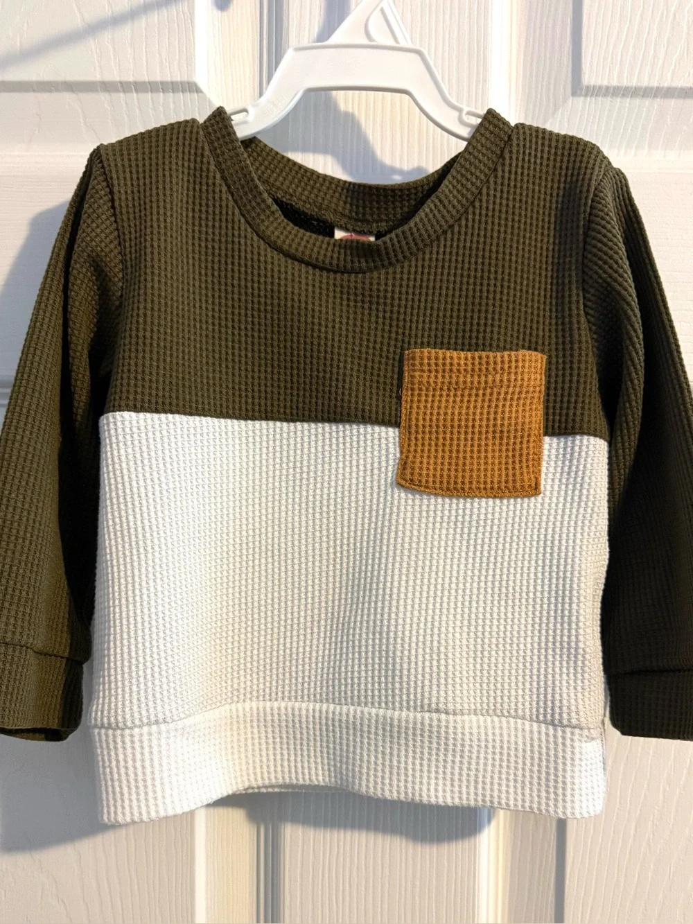 Set of 2 Baby Colorblock Waffle Knit Sweatshirt & Jogger Sets Size 80 (US 6-12m)